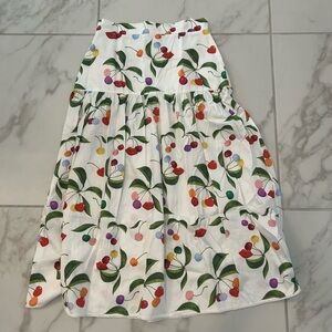 Borgo De Nor Multicolor Cherry Print A-Line Skirt